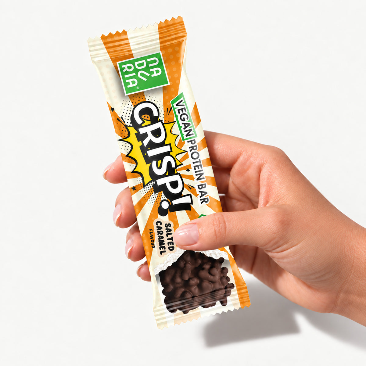 CRISP! Bio Vegan Proteinriegel – Salted Caramel, 12er Box