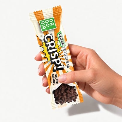 CRISP! Bio Vegan Proteinriegel – Salted Caramel, 12er Box