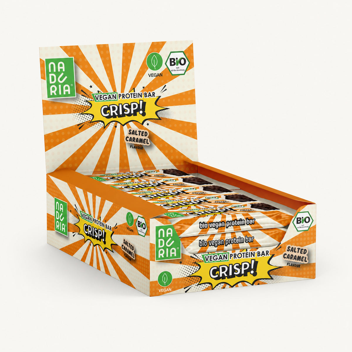 CRISP! Bio Vegan Proteinriegel – Salted Caramel, 12er Box